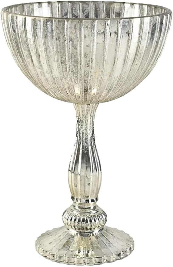 Serene Spaces Living Alexandria Silver Glass Urn Vase, Flower Arrangement, Decorative Vintage Ped... | Amazon (US)