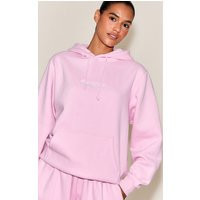 Pink Embroidered Oversized Sweat Hoodie | PrettyLittleThing US