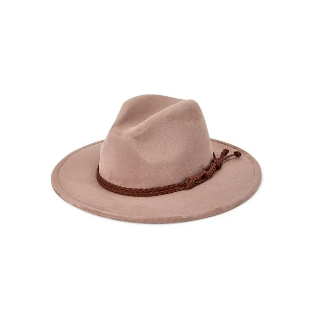 Time and Tru Women’s Suede Fedora with Knot Trim - Walmart.com | Walmart (US)