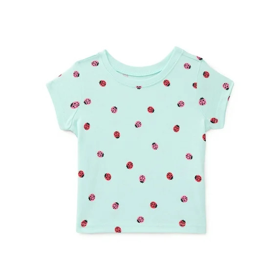Wonder Nation Baby Girls Crewneck Tee with Short Sleeves, Sizes 0/3M-24M | Walmart (US)