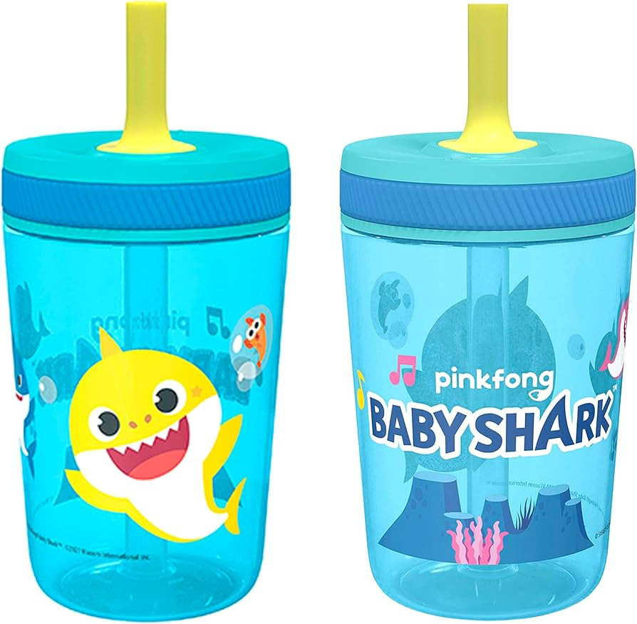 Zak Designs 15oz Baby Shark Kelso Tumbler Set, Leak-Proof Screw-On Lid with Straw Made of Durable... | Amazon (US)