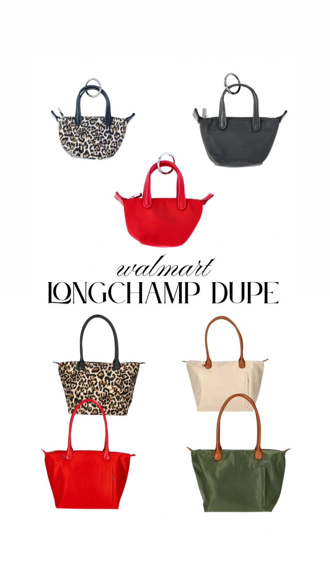 The large totes are $20 and the bag charms are $8!