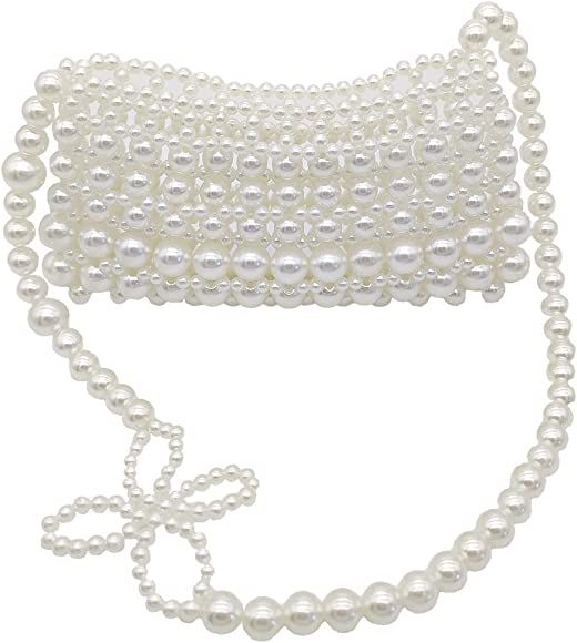Grandxii Clutch Purse Pearl Women shoulder Handbags Evening Purses Small Wallet Handmade Pearl Ba... | Amazon (US)