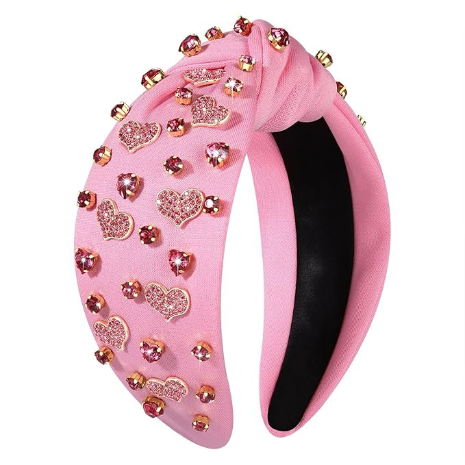 NVENF Hairband, Valentine's Day Headband for Women with Love Heart, Jeweled Crystal Rhinestone Kn... | Amazon (US)