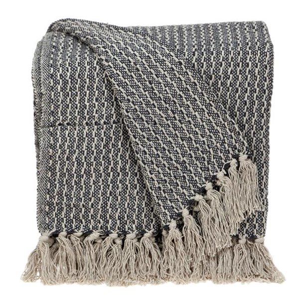 HomeRoots 476212 Beige & Black Transitional Woven Handloom Throw Blanket&#44; Gray | Walmart (US)