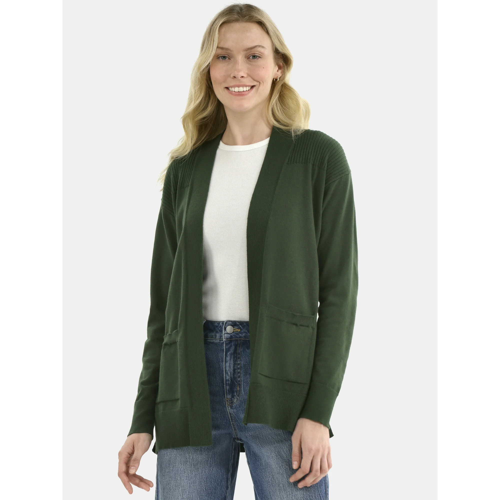 Time and Tru Women's Open Front Cardigan Sweater, Lightweight, Sizes XS-XXXL | Walmart (US)