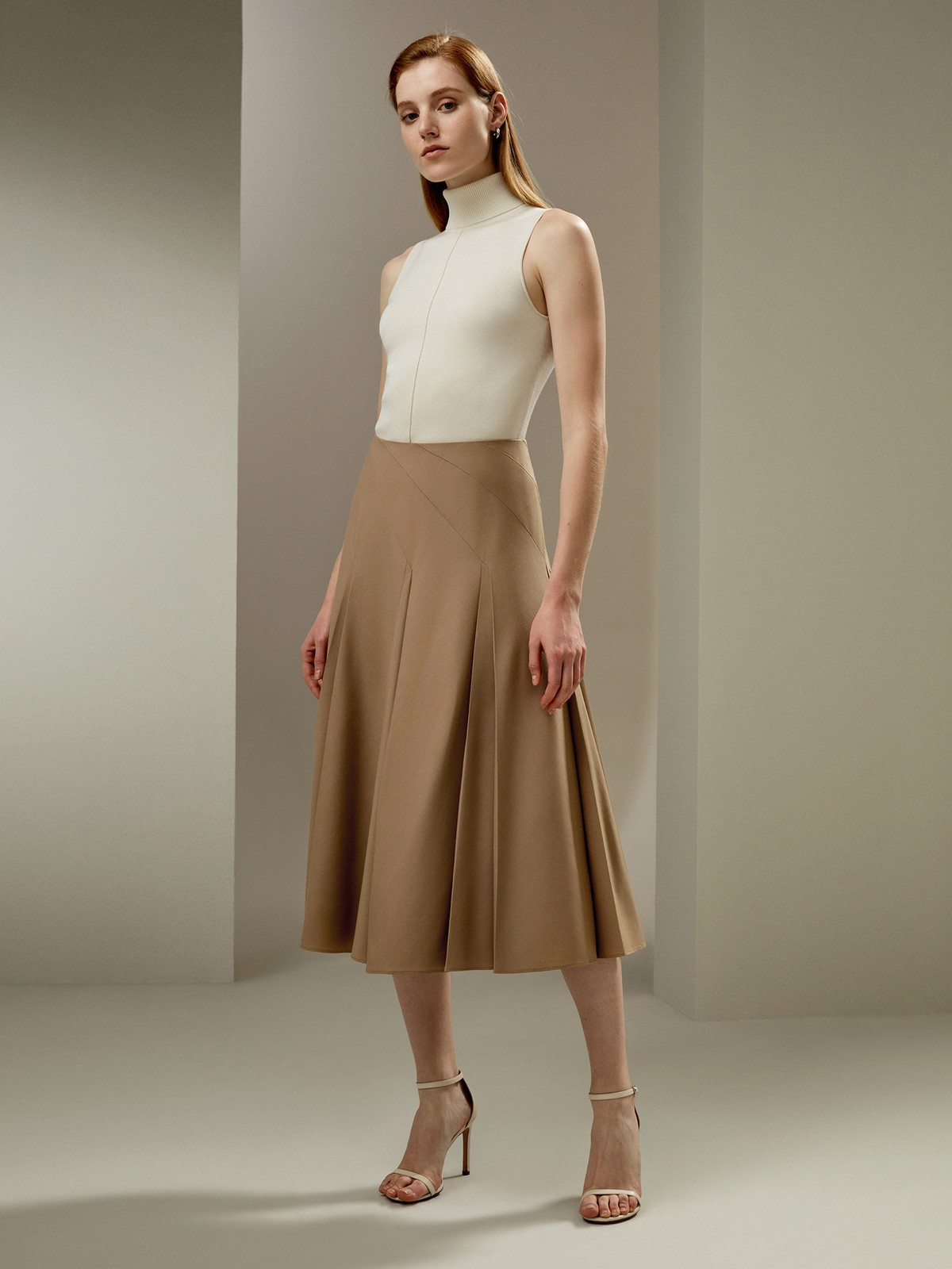 LILYSILK Wool Pleated Skirt - Ladies - Camel Merino Wool - Graceful Midi Skirt 6 | LILYSILK
