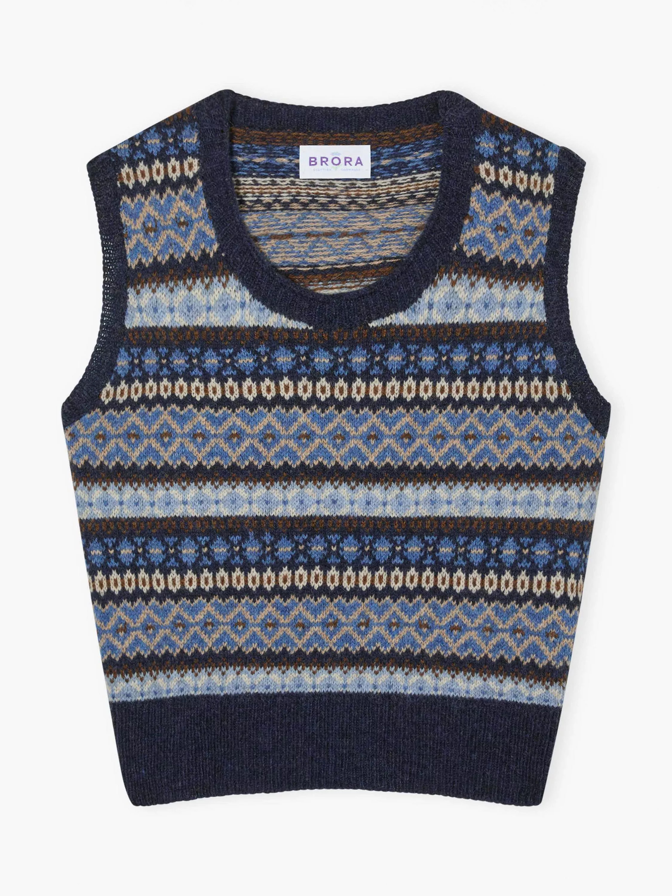 Wool Fair Isle Print Sleeveless Jumper, Navy/Multi | John Lewis (UK)