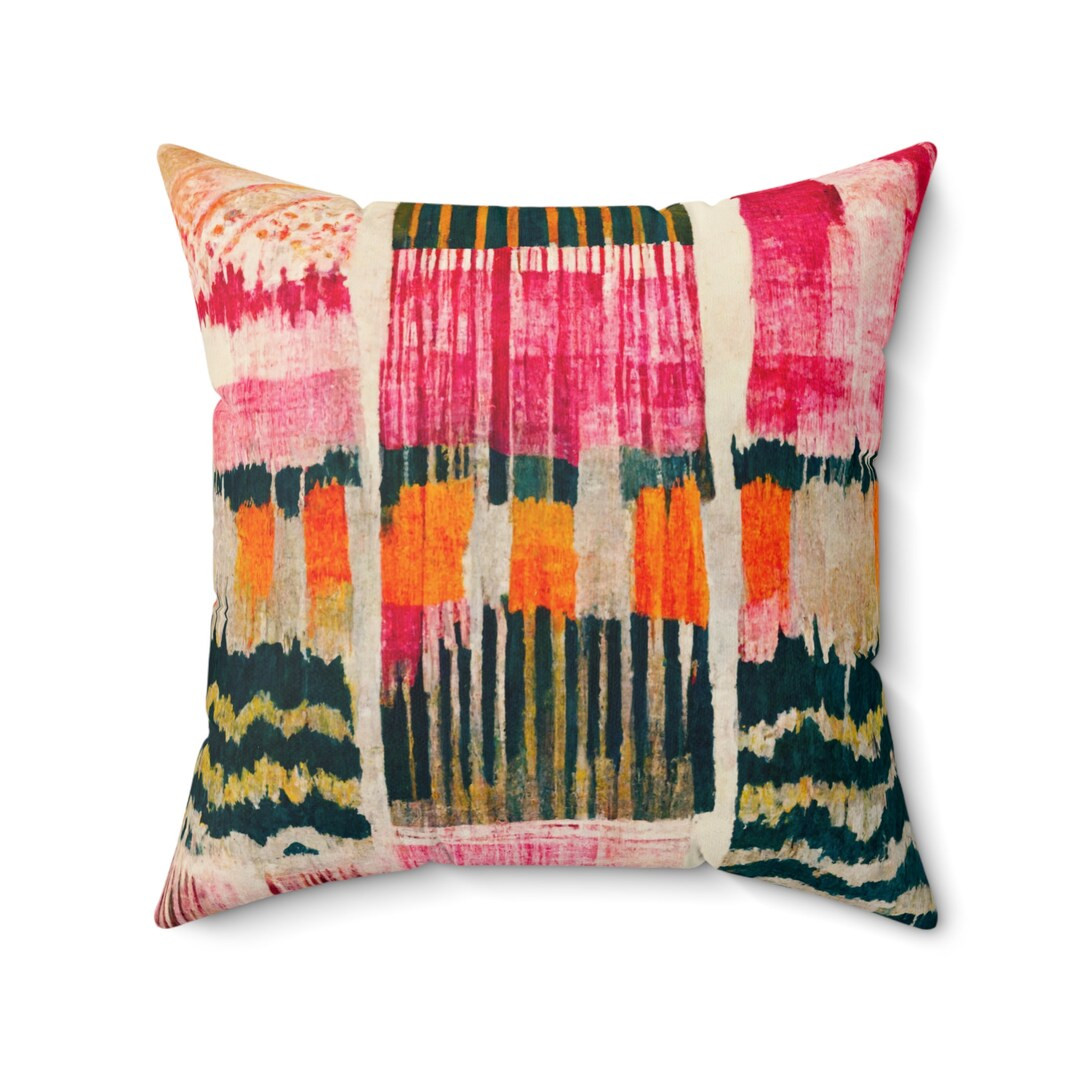 Decorative Throw Pillow Watercolor Ikat Abstract Modern Art Painted Print Boho Pillow Indigo Hot ... | Etsy (US)