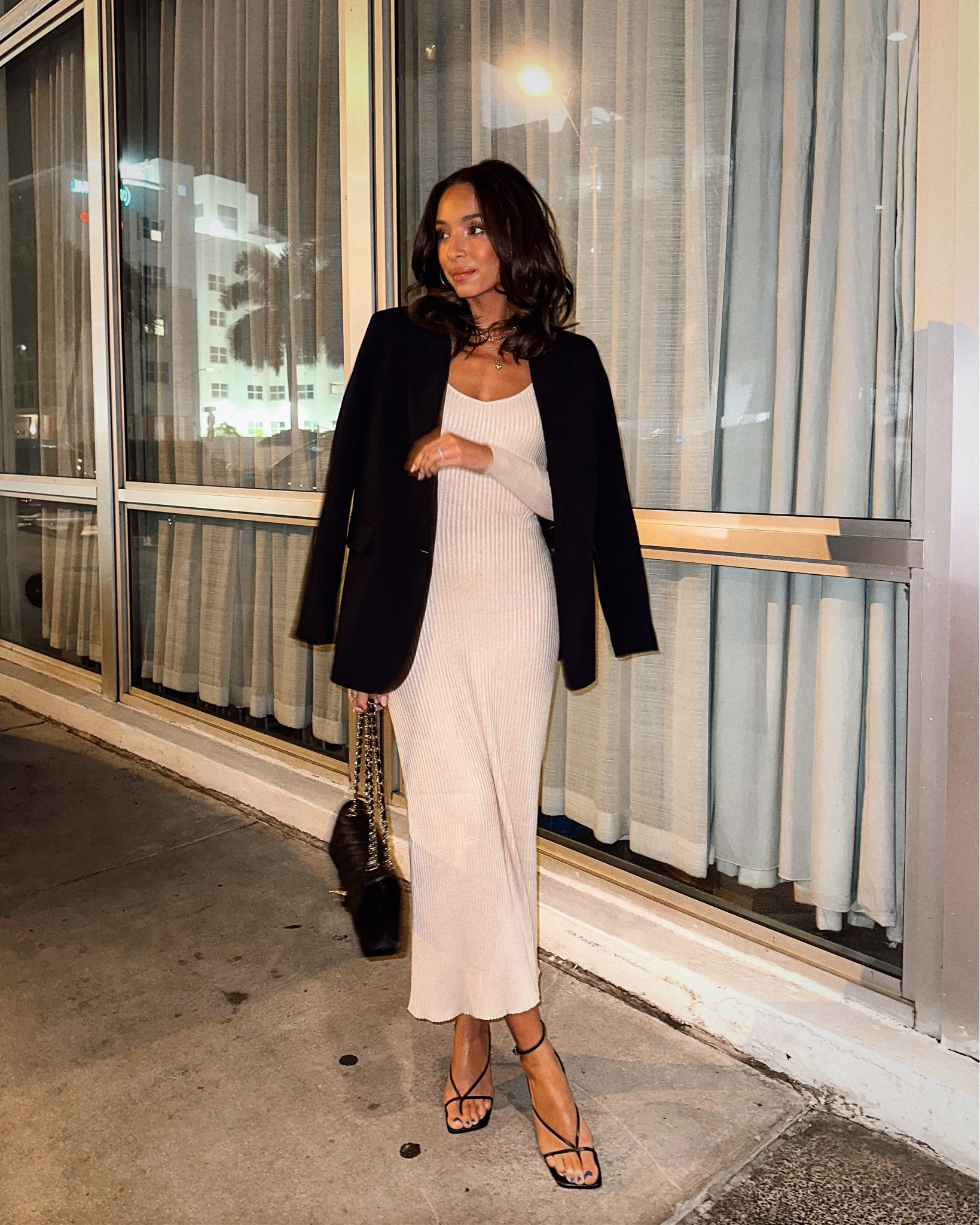 knit dress with blazer nenaevans on LTK how to style sweater dress 2024