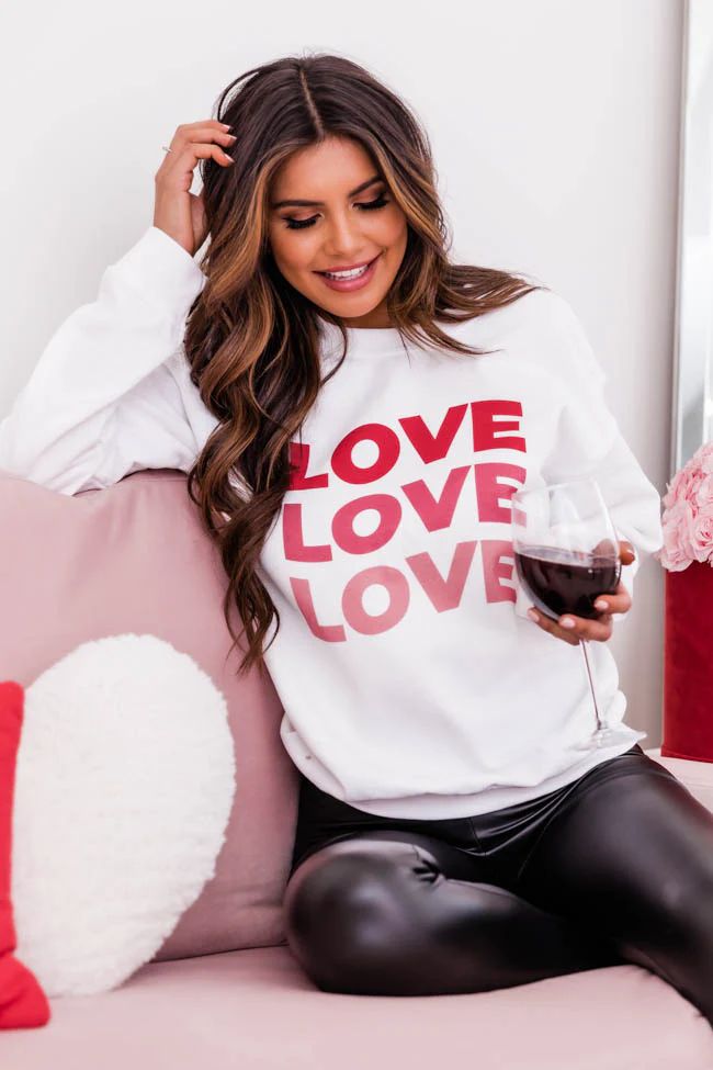 Love Ombre Wave Graphic White Sweatshirt | The Pink Lily Boutique