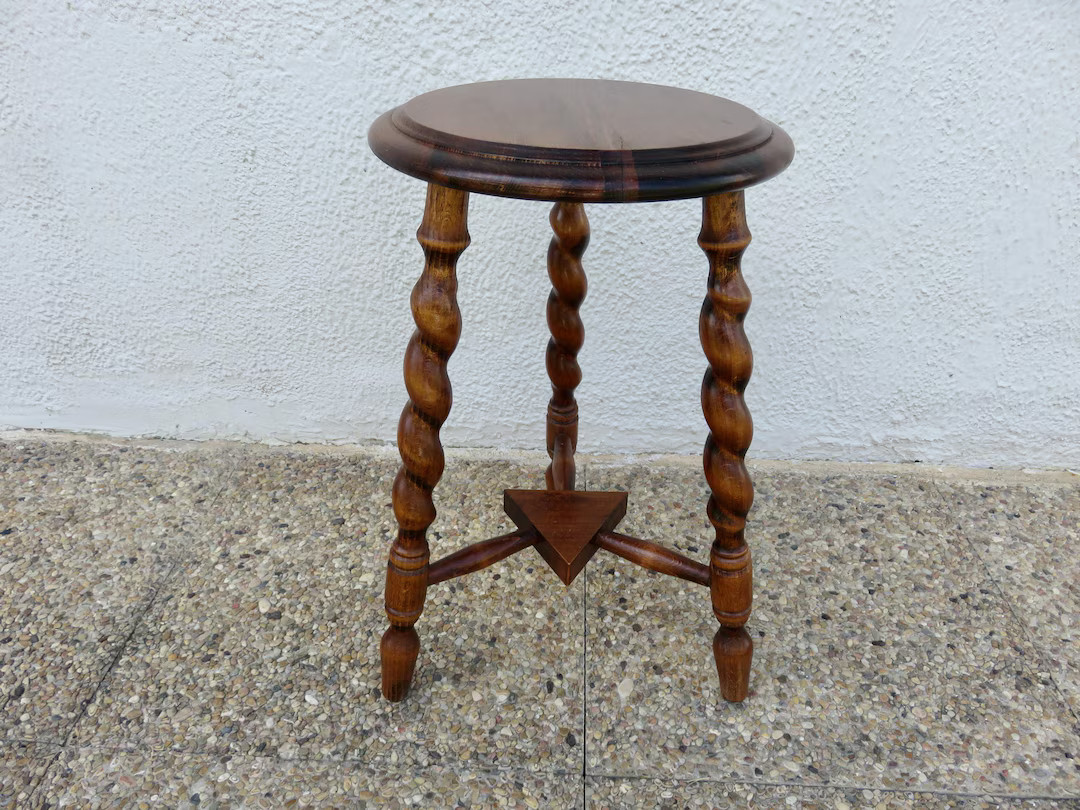 Antique Tripod Stool, Farmhouse Stool, Wooden, Compass Legs, 1950 1960 50's 60's Mid Century Old ... | Etsy (US)