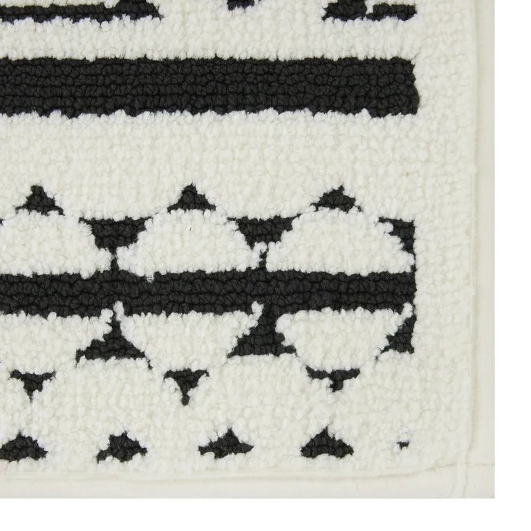 Better Homes & Gardens Boho Chic 2PC 100% Polyester Bath Rug Set - Ivory/Black - 17" x 24" / 20" ... | Walmart (US)