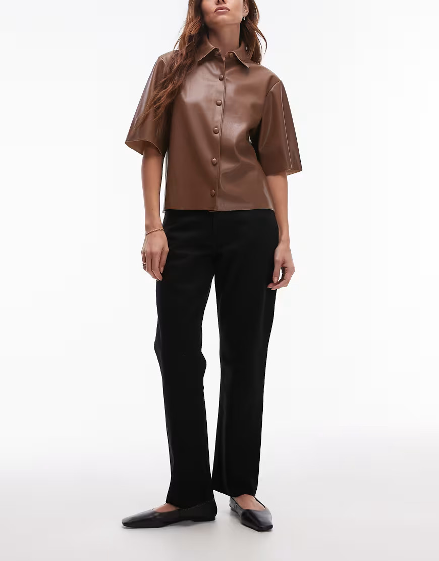 Topshop mid rise straight cropped jean with raw hems in black | ASOS (Global)