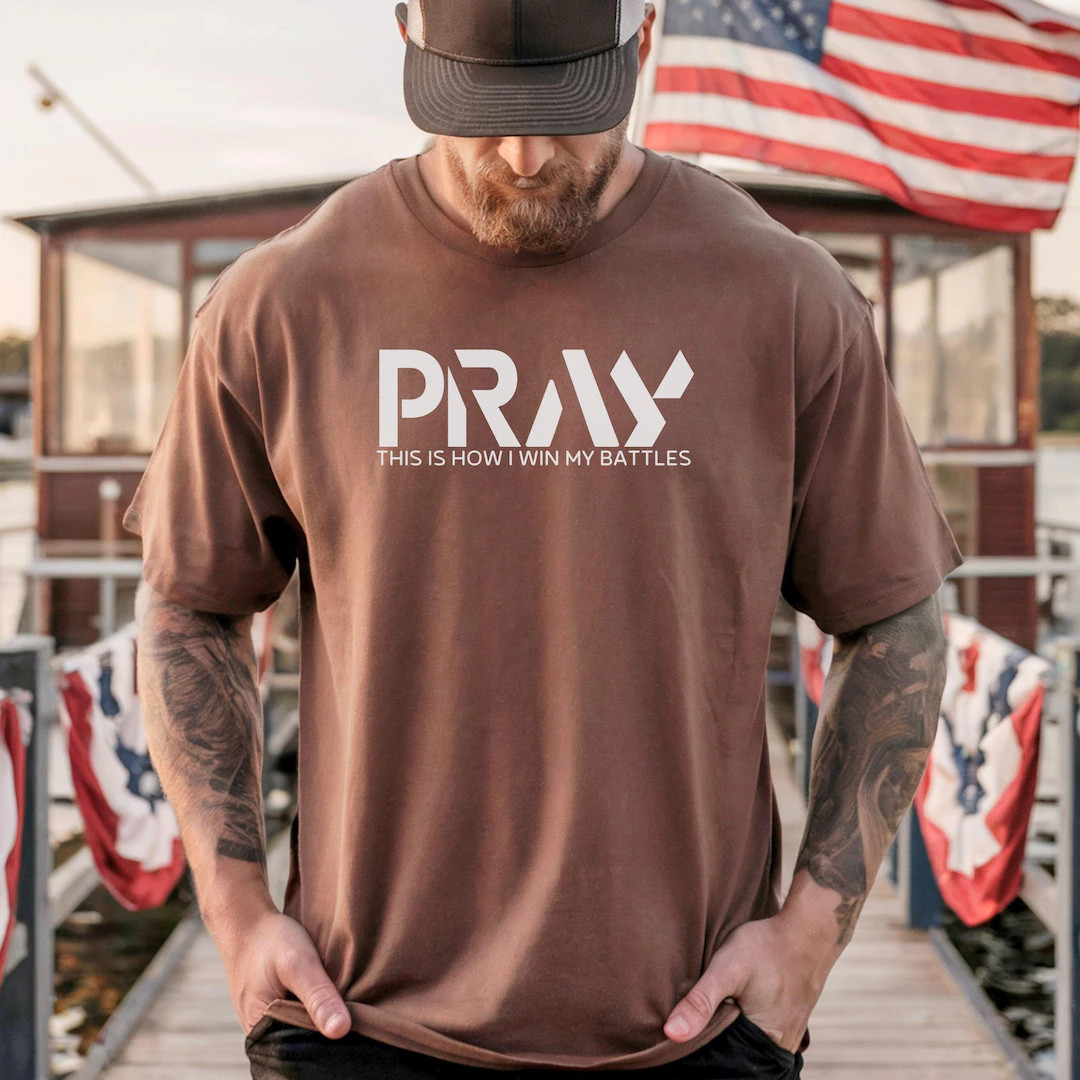PRAY Christian Men's Comfort Colors T-shirt Faith Graphic Tee Gift for Dad Religious Father Shirt... | Etsy (Global)