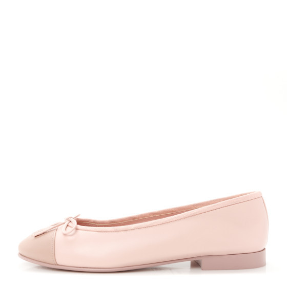 Lambskin Cap Toe CC Ballerina Flats 36.5 Light Pink Dark Pink | FASHIONPHILE (US)