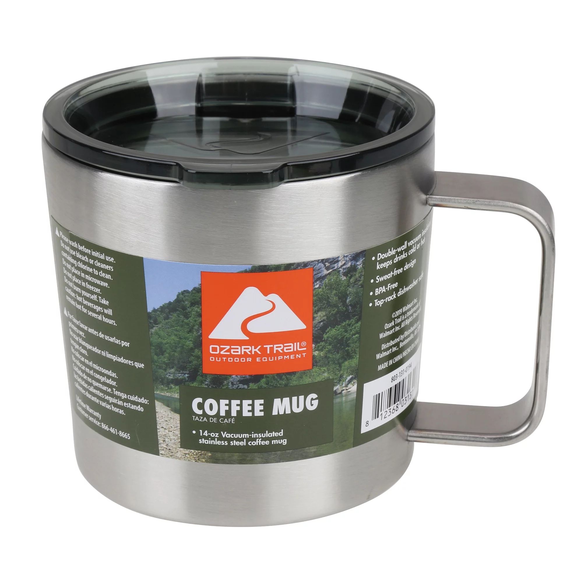 Ozark Trail 14-Ounce Double-Wall Vacuum-Sealed Stainless Steel Coffee Mug - Walmart.com | Walmart (US)
