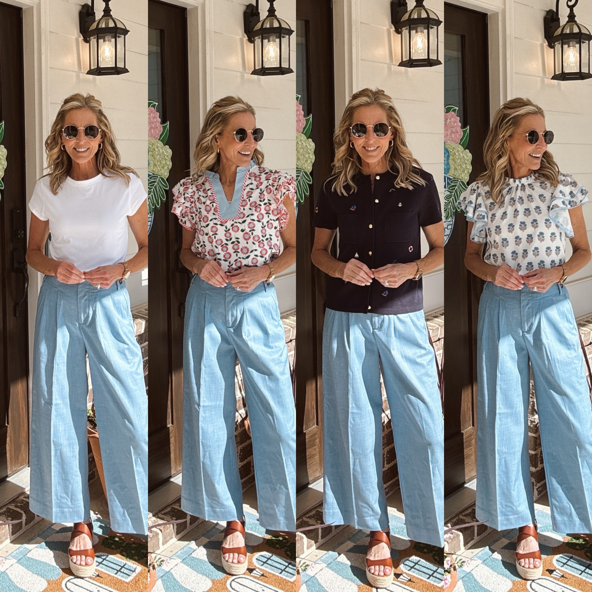 Grab these NOW. You said you wanted work pants, and I found the best pair. These wide-leg pants just FINALLY hit the site and are such a hero piece for your wardrobe. They’re high-rise, cropped, breezy, flattering, and comfortable enough for all-day wear. Perfect for workdays or weekends, and so easy to pair with any top or the matching blazer. Wearing a size XS in both pants and blazer …. R. U. N. 🙌🏼