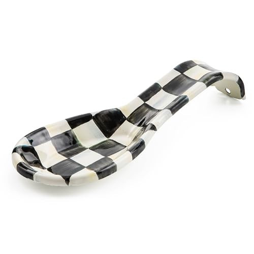 MACKENZIE-CHILDS Enamel Spoon Rest, Black-and-White Courtly Check | Amazon (US)