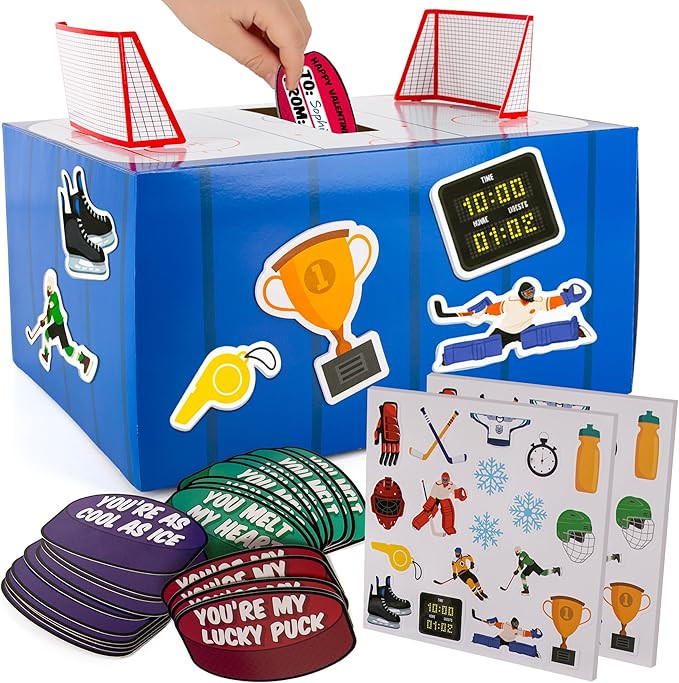 ArtCreativity Hockey Valentine Craft Box for Kids - Make Your Own Valentine Mailbox Kit for Boys ... | Amazon (US)