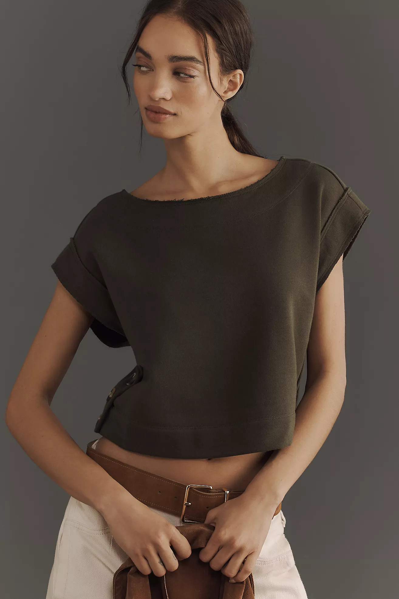 By Anthropologie Drop-Shoulder Crop Top | Anthropologie (US)