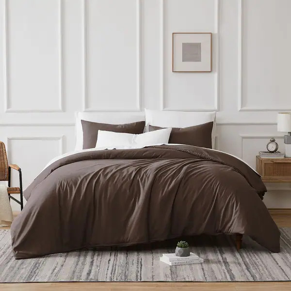 Vilano Series Ultra Soft 3-piece Duvet Cover Set - Brown - King - Cal King | Bed Bath & Beyond
