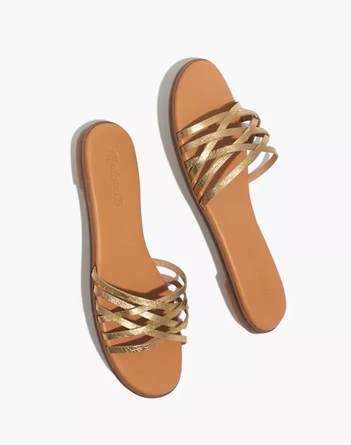 The Tracie Crisscross Slide Sandal in Metallic Leather | Madewell