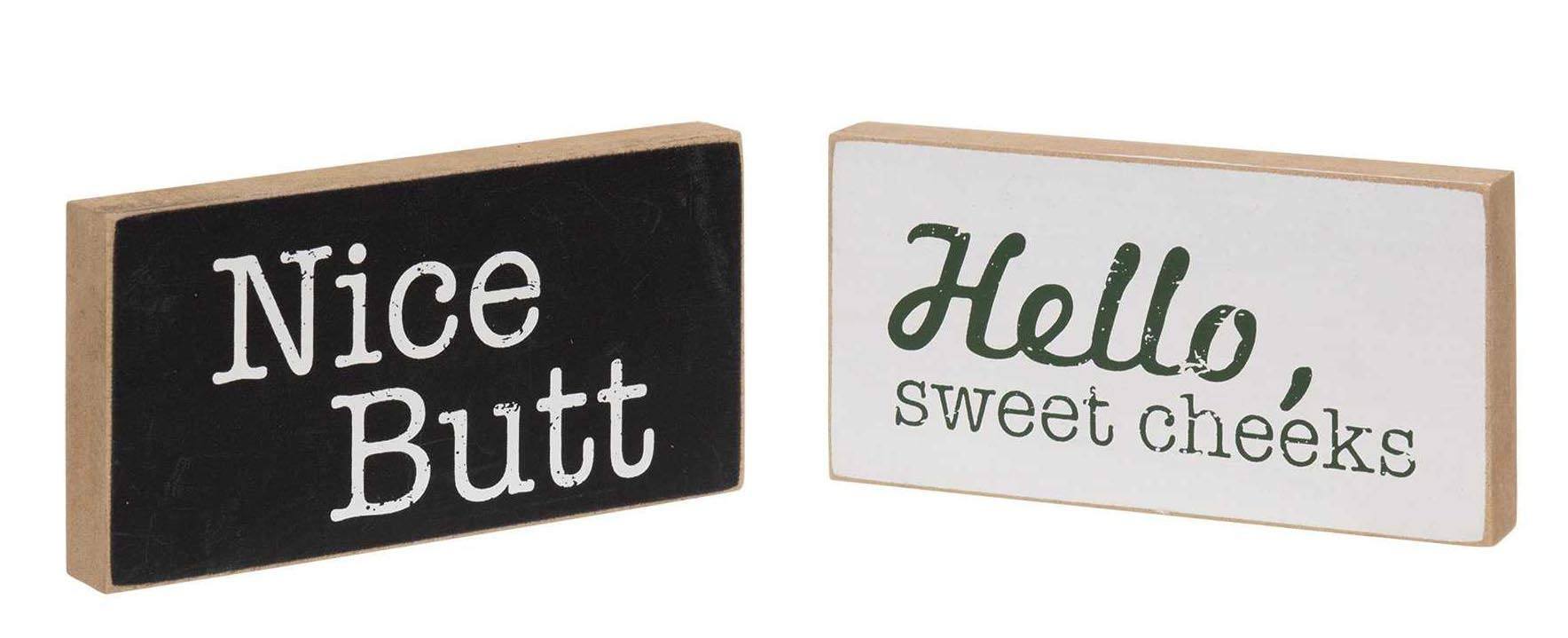 'Nice Butt' Funny Bathroom Signs, Set of 2 Fun Restroom Decor Decorative Plaques for Shelf or Bac... | Amazon (US)