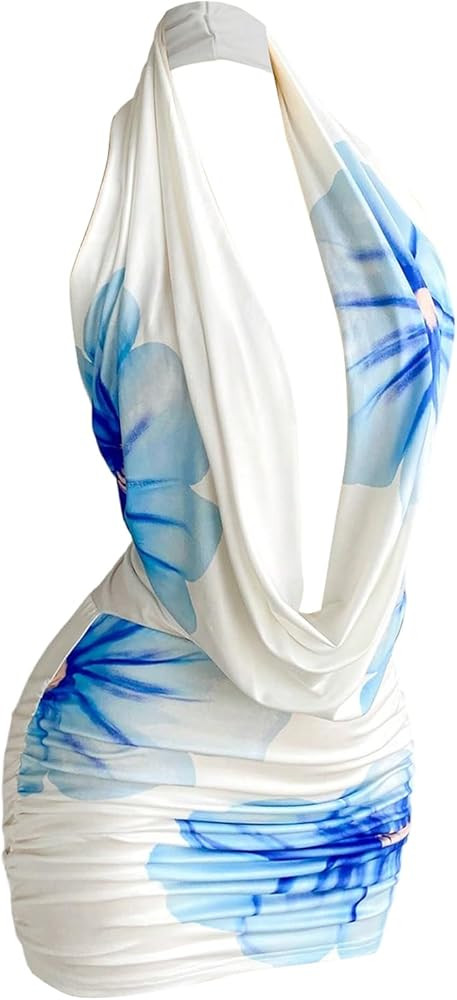 SweatyRocks Women's Club Halter Cowl Neck Dress Draped Going Out Open Back Cocktail Mini Dresses ... | Amazon (US)