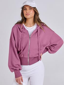 ANRABESS Womens Zip Up Hoodies Cropped Sweatshirts Casual Comfy Cute Zip Jackets Fashion Trendy F... | Amazon (US)