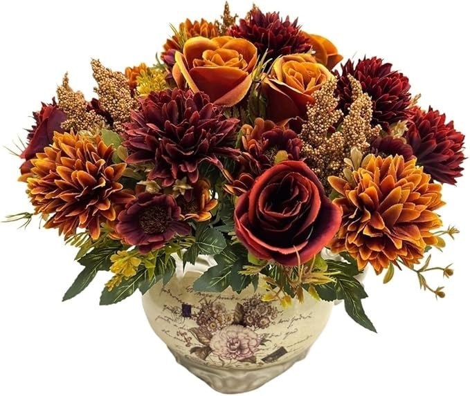 Artificial Rose Bouquet, Real Touch Fabric Flowers for Table Centerpiece, 32cm Faux Roses in 5 Co... | Amazon (US)