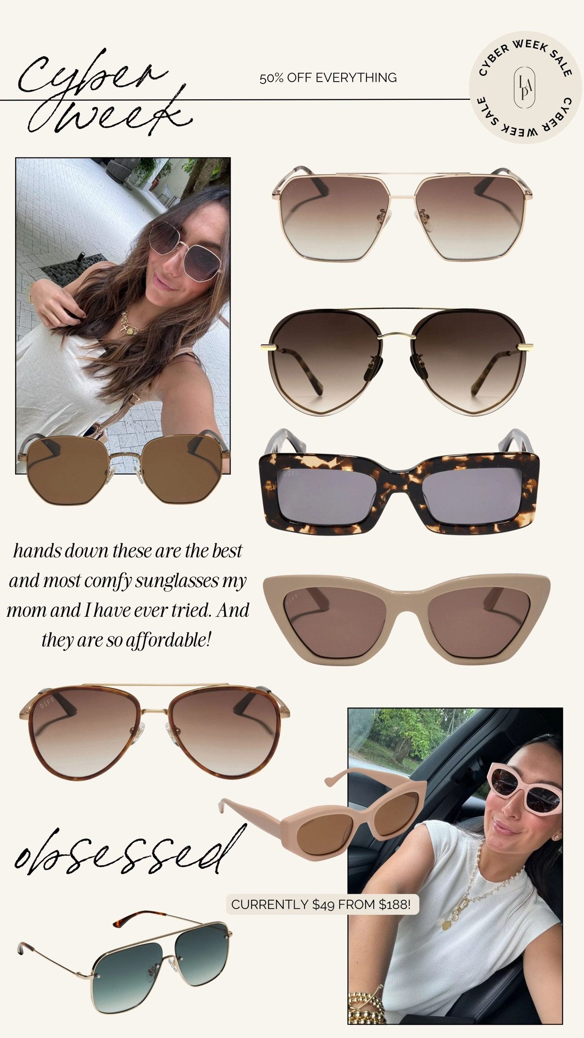 Diff eyewear 50% off 

#LTKCyberWeek #LTKSaleAlert