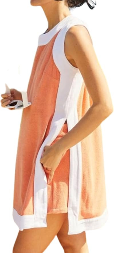 Women’s 2 Piece Sets Boho Color Block Dress Summer Casual Sleeveless Crewneck Tops Shorts Match... | Amazon (US)