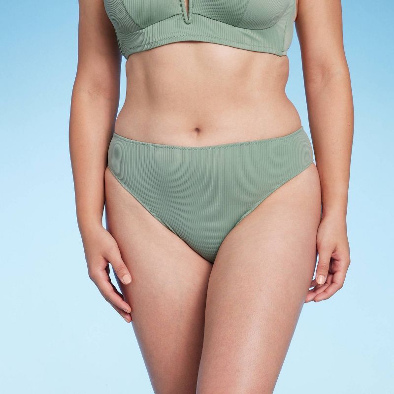 Women's Ribbed Mid-Rise Hipster Bikini Bottom - Shade & Shore™ | Target