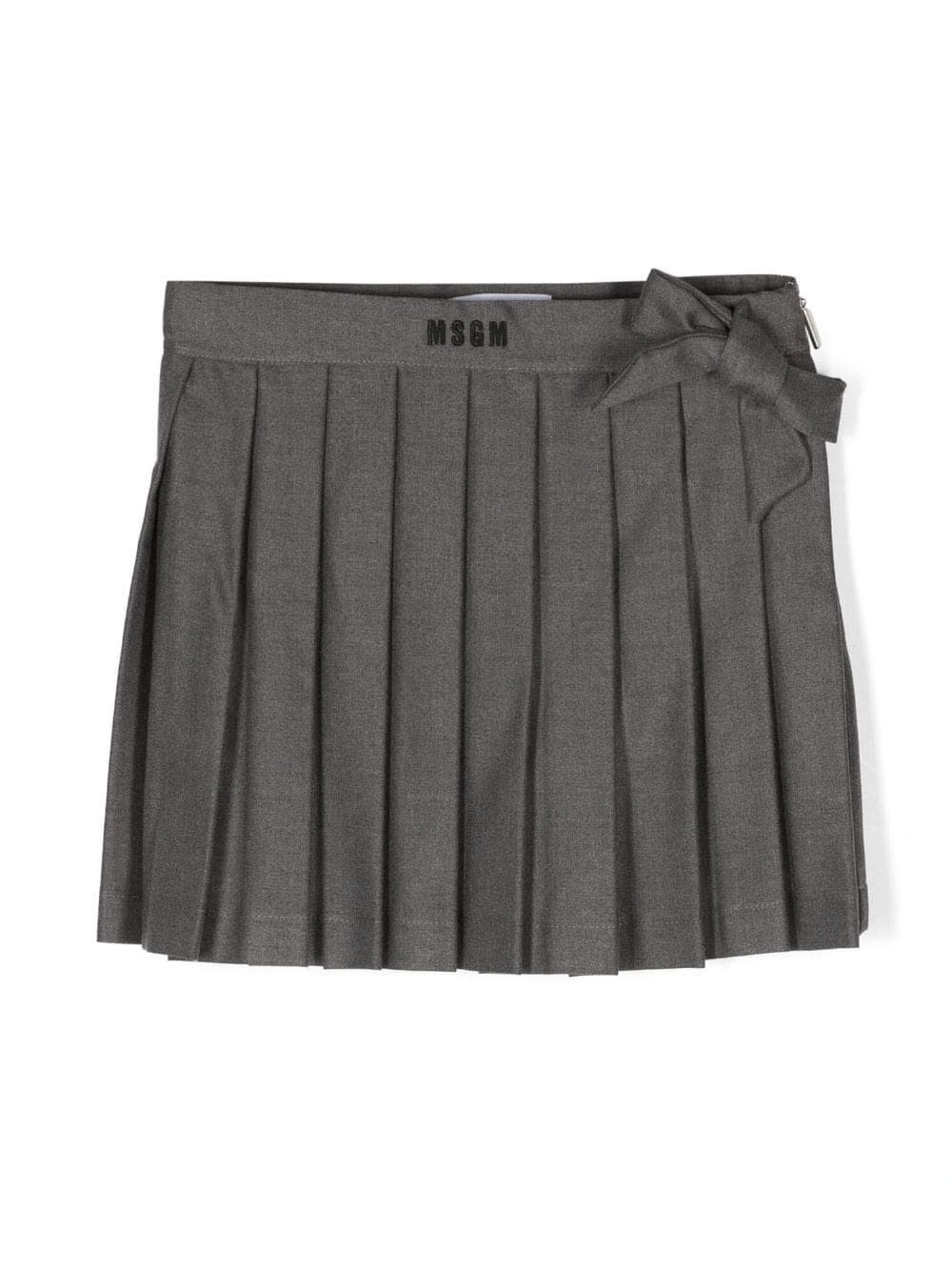 MSGM Grey Pleated Mini Skirt With Logo | Italist.com US
