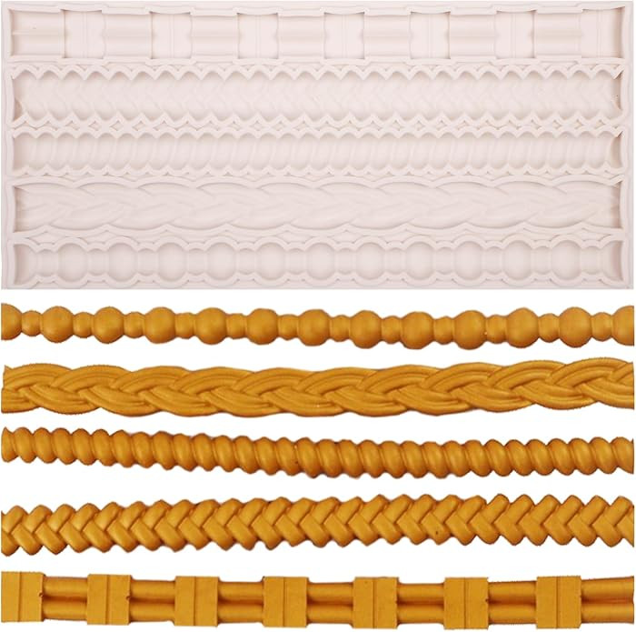 Pearl Rope Silicone Fondant Mold, Vintage Scroll Relief Chocolate Mold for Birthday Wedding Cake ... | Amazon (US)