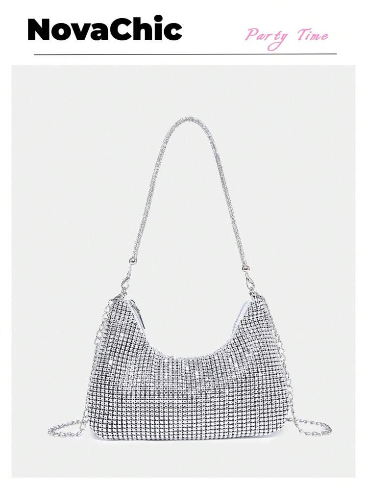 Lightweight,Business Casual Rhinestone Decor Bucket Bag Mini Drawstring Design, Clear Bag Faux Pe... | SHEIN