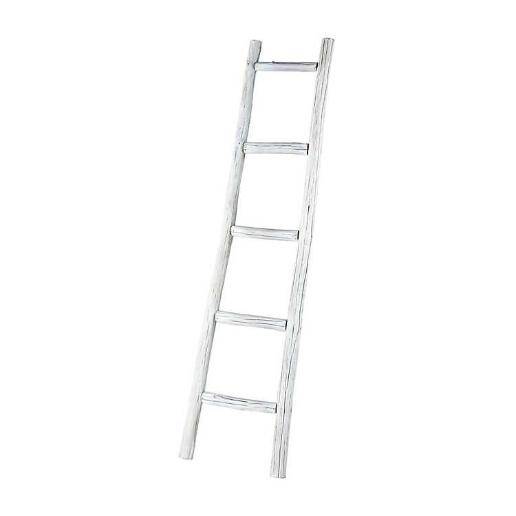 Distressed White Wood Leaning Ladder | Kirkland's Home