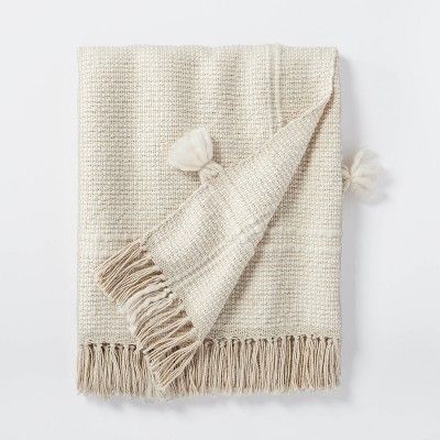 Woven Cotton Acrylic Throw Blanket Cream - Threshold&#8482; designed with Studio McGee | Target