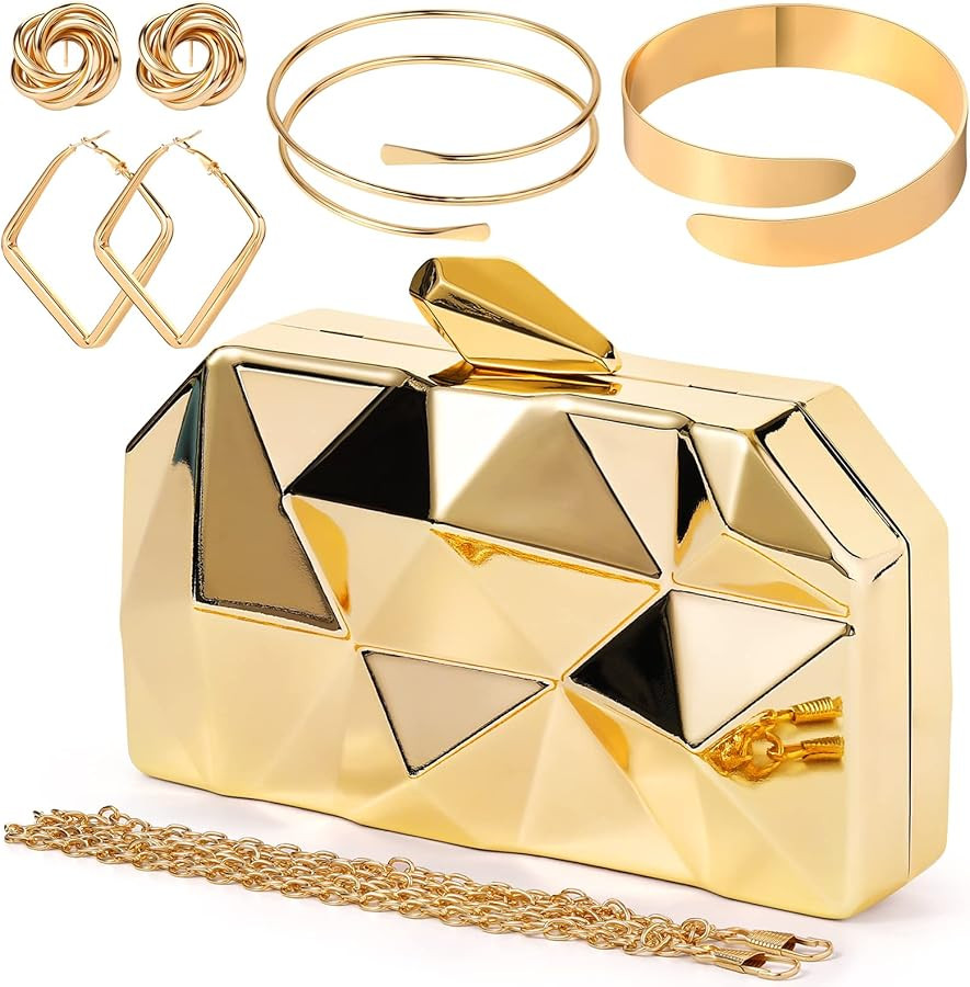 5 Pcs Clutch Purse for Women Evening Prom Purses Metallic Handbag for Valentines Wedding Banquet ... | Amazon (US)