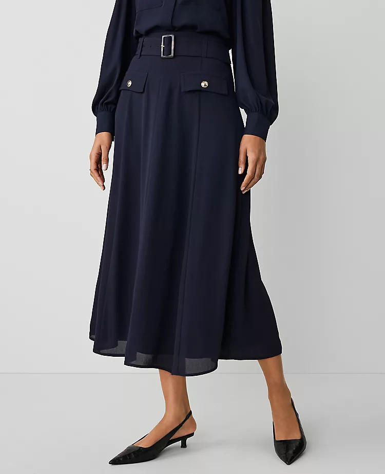 Belted Pocket Maxi Skirt | Ann Taylor