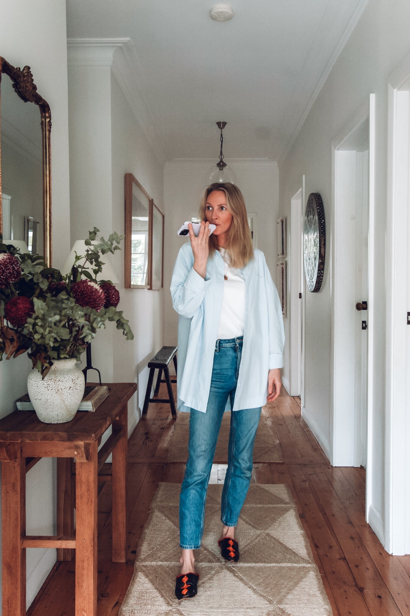 Oversized organic cotton shirt. 
Wearing an 8. 
Pale blue is sold out, but linked white, blue pinstripe, yellow and a beautiful pistachio! 

#LTKaustralia #LTKwinter