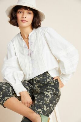 new nwt  Anthropologie Delilah Pleated Lace Peasant Blouse size 6 | eBay US