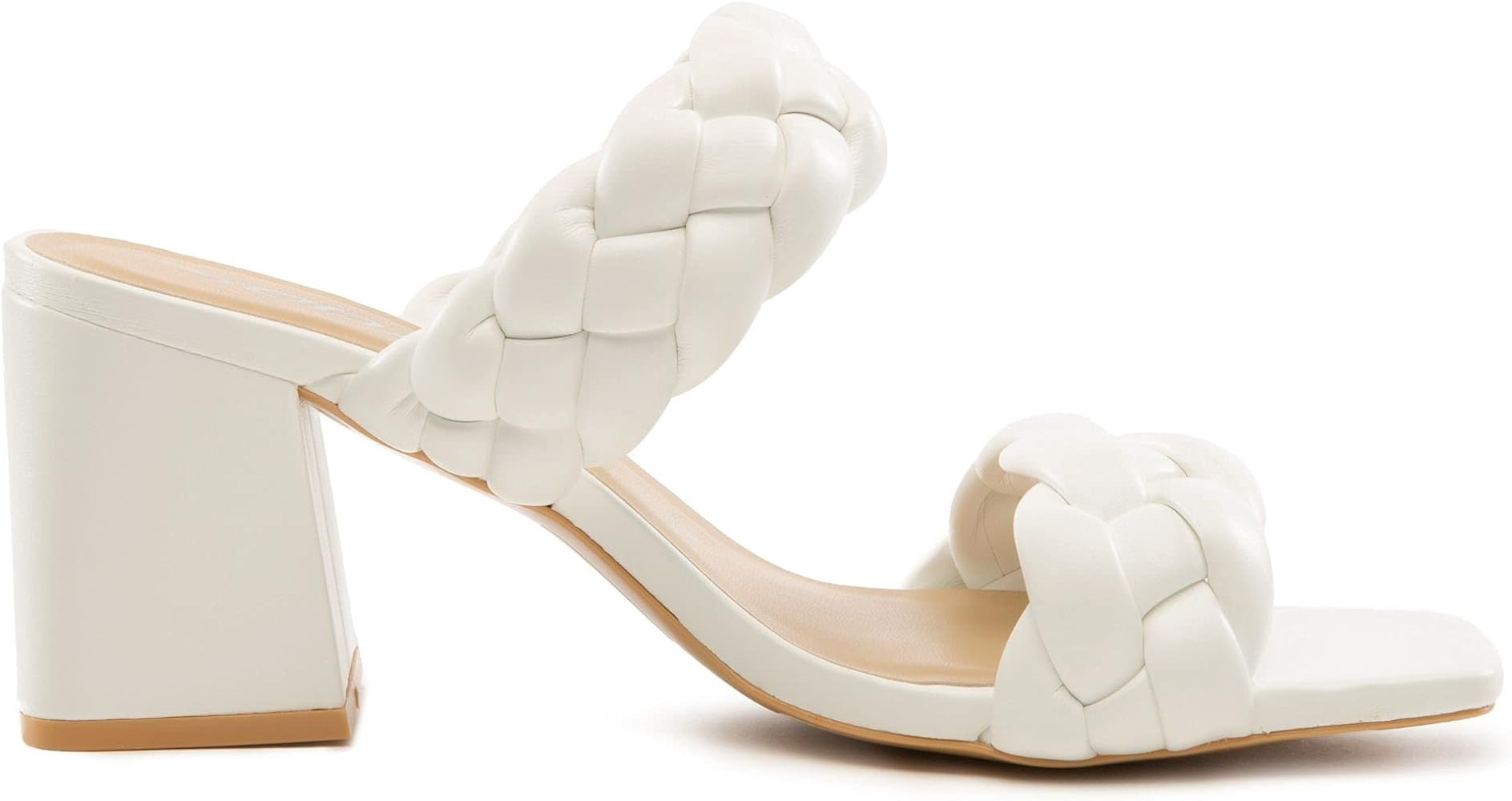 SODA MOSTLY ~ Women's Braided Open Toe Double Strap Stacked Heels | Amazon (US)