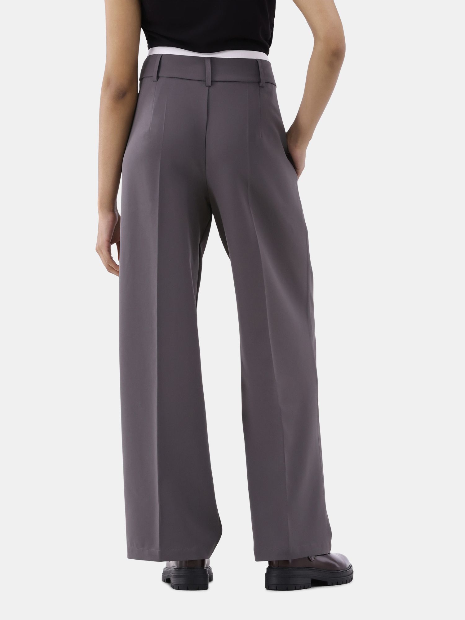 No Boundaries Double Waistband Twill Trousers, Women's | Walmart (US)