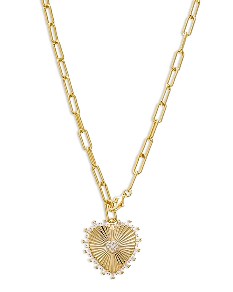 By Adina Eden Pave Accented Ridged Heart Pendant Lariat Necklace, 17 | Bloomingdale's (US)