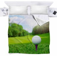 Golf Bedding, Ball On Course Bed Cover, Blue Green & White Sports Blanket, Bedding For Men, Unique Blanket | Etsy (US)