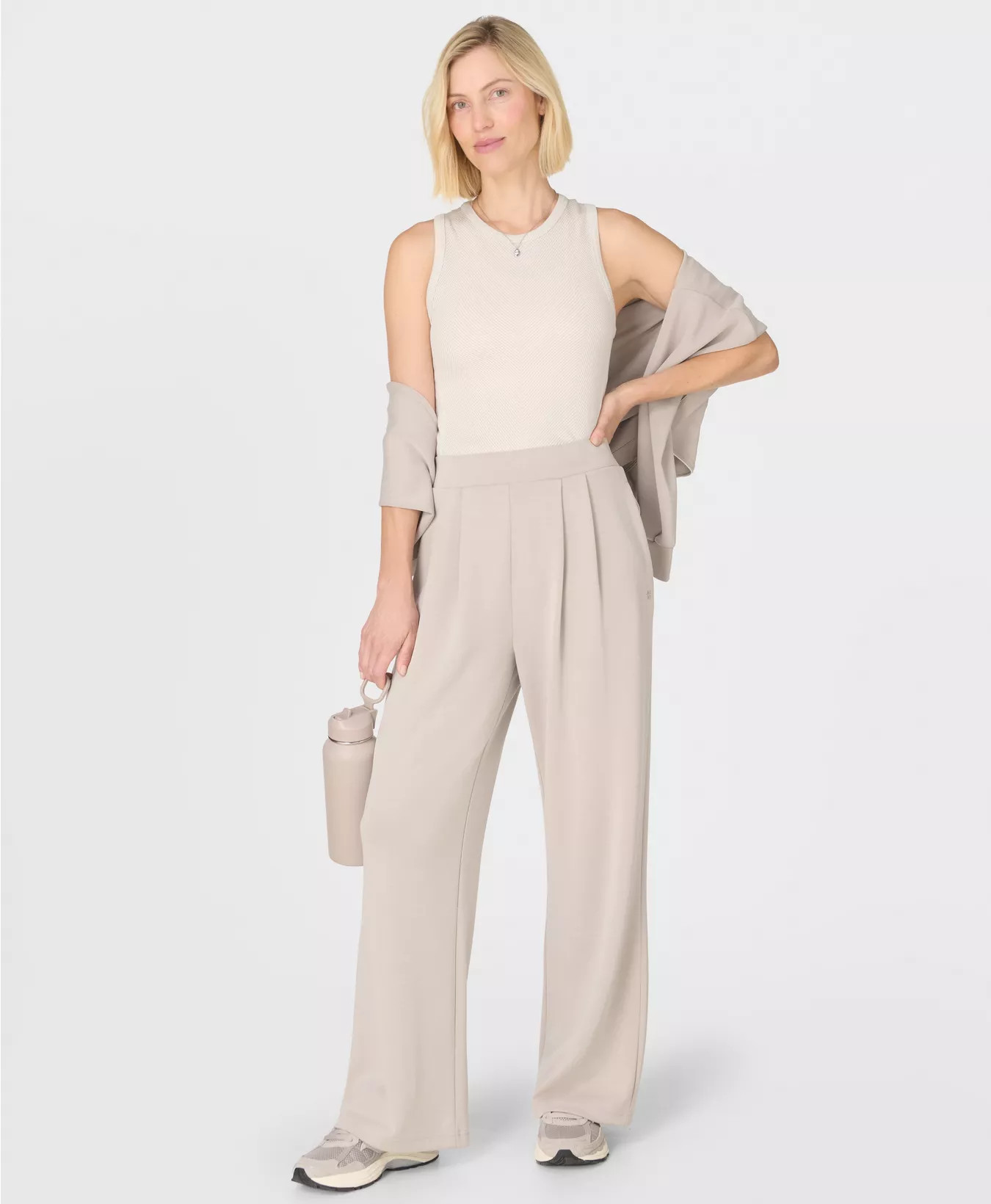 Sand Wash Wide Leg Trouser - Dusk Beige | Women's Trousers & Yoga Pants | Sweaty Betty | Sweaty Betty UK
