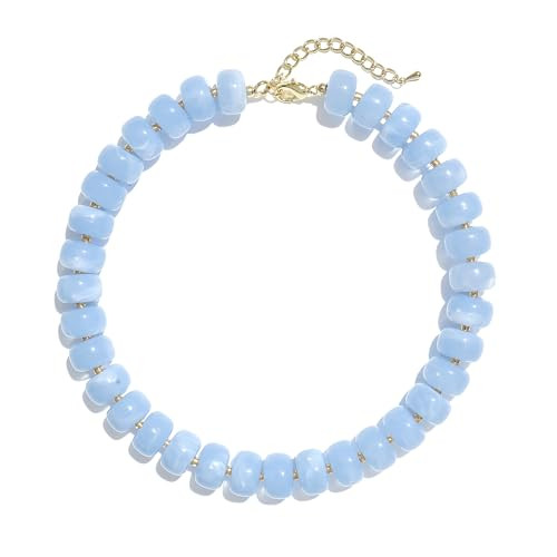 Badu Colorful Chunky Beaded Necklace for Women,Acrylic Bead Choker Statement Necklace Cute Trendy... | Amazon (US)