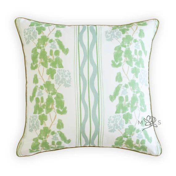 Custom Designer Linen Blue Hydrangea Floral Watercolor Throw - Etsy | Etsy (US)